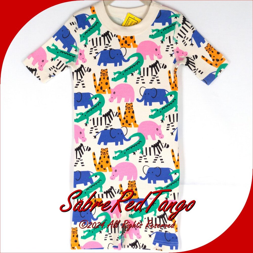NWT Hanna Andersson Organic Short Johns Pajamas Zany Zoo Print 150 12